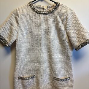 Elegant Cream Tweed Dress